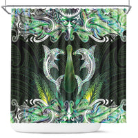 New Zealand Mere Pounamu Weapon Shower Curtain Aotearoa Mango Paua Shell Maori Pattern
