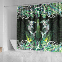 New Zealand Mere Pounamu Weapon Shower Curtain Aotearoa Mango Paua Shell Maori Pattern