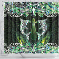 New Zealand Mere Pounamu Weapon Shower Curtain Aotearoa Mango Paua Shell Maori Pattern