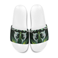 New Zealand Mere Pounamu Weapon Slide Sandals Aotearoa Mango Paua Shell Maori Pattern
