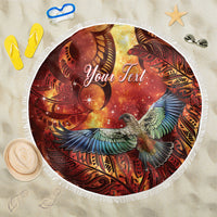 New Zealand Kea Bird Matariki Personalised Beach Blanket Silver Fern Maori Pattern LT22 One Size 150cm Orange - Polynesian Pride