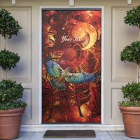 New Zealand Kea Bird Matariki Personalised Door Cover Silver Fern Maori Pattern LT22 Orange - Polynesian Pride