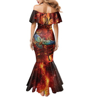 New Zealand Kea Bird Matariki Personalised Family Matching Mermaid Dress and Hawaiian Shirt Silver Fern Maori Pattern