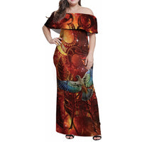New Zealand Kea Bird Matariki Personalised Family Matching Off Shoulder Maxi Dress and Hawaiian Shirt Silver Fern Maori Pattern