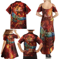New Zealand Kea Bird Matariki Personalised Family Matching Summer Maxi Dress and Hawaiian Shirt Silver Fern Maori Pattern