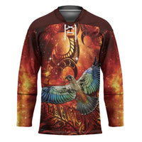 New Zealand Kea Bird Matariki Personalised Hockey Jersey Silver Fern Maori Pattern LT22 Unisex Orange - Polynesian Pride