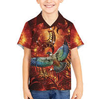 New Zealand Kea Bird Matariki Personalised Kid Hawaiian Shirt Silver Fern Maori Pattern LT22 Kid Orange - Polynesian Pride