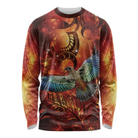 New Zealand Kea Bird Matariki Personalised Long Sleeve Shirt Silver Fern Maori Pattern LT22 Unisex Orange - Polynesian Pride