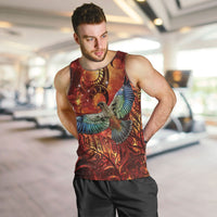 New Zealand Kea Bird Matariki Personalised Men Tank Top Silver Fern Maori Pattern LT22 Orange - Polynesian Pride
