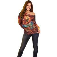 New Zealand Kea Bird Matariki Personalised Off Shoulder Sweater Silver Fern Maori Pattern LT22 - Polynesian Pride