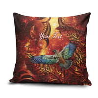 New Zealand Kea Bird Matariki Personalised Pillow Cover Silver Fern Maori Pattern LT22 Orange - Polynesian Pride