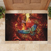New Zealand Kea Bird Matariki Personalised Rubber Doormat Silver Fern Maori Pattern LT22 Orange - Polynesian Pride