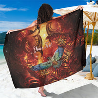 New Zealand Kea Bird Matariki Personalised Sarong Silver Fern Maori Pattern LT22 One Size 44 x 66 inches Orange - Polynesian Pride