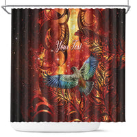 New Zealand Kea Bird Matariki Personalised Shower Curtain Silver Fern Maori Pattern LT22 Orange - Polynesian Pride