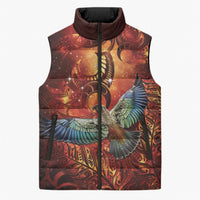 New Zealand Kea Bird Matariki Personalised Sleeveless Puffer Jacket Silver Fern Maori Pattern LT22 Unisex Orange - Polynesian Pride