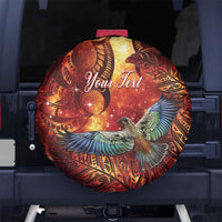 New Zealand Kea Bird Matariki Personalised Spare Tire Cover Silver Fern Maori Pattern LT22 No hole Orange - Polynesian Pride