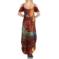 New Zealand Kea Bird Matariki Personalised Summer Maxi Dress Silver Fern Maori Pattern LT22 - Polynesian Pride