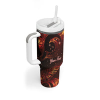 New Zealand Kea Bird Matariki Personalised Tumbler With Handle Silver Fern Maori Pattern LT22 - Polynesian Pride