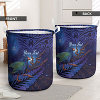 Takahe New Zealand Personalised Laundry Basket Harakeke Silver Fern Maori Pattern LT22 - Polynesian Pride