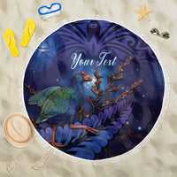 Takahe New Zealand Personalised Beach Blanket Harakeke Silver Fern Maori Pattern LT22 One Size 150cm Blue - Polynesian Pride