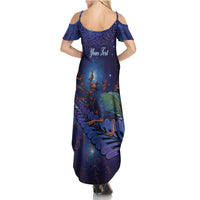 Takahe New Zealand Personalised Family Matching Summer Maxi Dress and Hawaiian Shirt Harakeke Silver Fern Maori Pattern