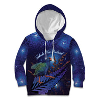 Takahe New Zealand Personalised Kid Hoodie Harakeke Silver Fern Maori Pattern LT22 Hoodie Blue - Polynesian Pride