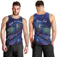 Takahe New Zealand Personalised Men Tank Top Harakeke Silver Fern Maori Pattern LT22 - Polynesian Pride