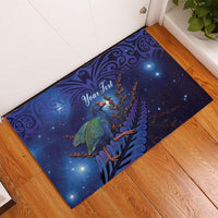 Takahe New Zealand Personalised Rubber Doormat Harakeke Silver Fern Maori Pattern LT22 - Polynesian Pride