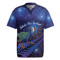 Takahe New Zealand Personalised Rugby Jersey Harakeke Silver Fern Maori Pattern LT22 Blue - Polynesian Pride
