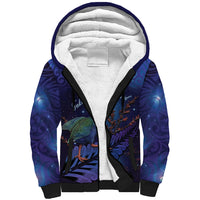 Takahe New Zealand Personalised Sherpa Hoodie Harakeke Silver Fern Maori Pattern LT22 Unisex Blue - Polynesian Pride