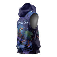 Takahe New Zealand Personalised Sleeveless Hoodie Harakeke Silver Fern Maori Pattern LT22 - Polynesian Pride