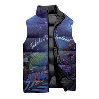 Takahe New Zealand Personalised Sleeveless Puffer Jacket Harakeke Silver Fern Maori Pattern LT22 - Polynesian Pride