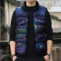 Takahe New Zealand Personalised Sleeveless Puffer Jacket Harakeke Silver Fern Maori Pattern LT22 - Polynesian Pride