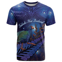 Takahe New Zealand Personalised T Shirt Harakeke Silver Fern Maori Pattern LT22 Blue - Polynesian Pride