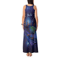 Takahe New Zealand Personalised Tank Maxi Dress Harakeke Silver Fern Maori Pattern LT22 - Polynesian Pride