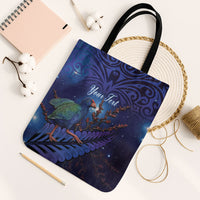 Takahe New Zealand Personalised Tote Bag Harakeke Silver Fern Maori Pattern LT22 Black Strap One Size Blue - Polynesian Pride