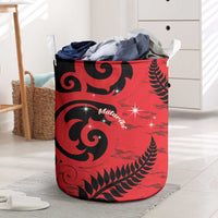 New Zealand Matariki Laundry Basket Maori New Year Koru Pattern LT22 Red - Polynesian Pride