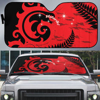 New Zealand Matariki Auto Sun Shade Maori New Year Koru Pattern LT22 Red - Polynesian Pride