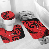 New Zealand Matariki Bathroom Set Maori New Year Koru Pattern LT22 Mat Set Only (3 pcs) One Size Red - Polynesian Pride