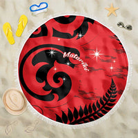 New Zealand Matariki Beach Blanket Maori New Year Koru Pattern LT22 One Size 150cm Red - Polynesian Pride