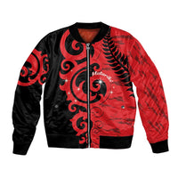 New Zealand Matariki Bomber Jacket Maori New Year Koru Pattern LT22 Unisex Red - Polynesian Pride