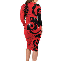 New Zealand Matariki Family Matching Long Sleeve Bodycon Dress and Hawaiian Shirt Maori New Year Koru Pattern