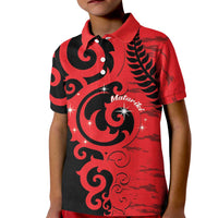New Zealand Matariki Kid Polo Shirt Maori New Year Koru Pattern LT22 Kid Red - Polynesian Pride