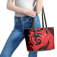 New Zealand Matariki Leather Tote Bag Maori New Year Koru Pattern LT22 - Polynesian Pride
