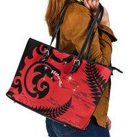 New Zealand Matariki Leather Tote Bag Maori New Year Koru Pattern LT22 - Polynesian Pride