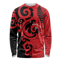 New Zealand Matariki Long Sleeve Shirt Maori New Year Koru Pattern LT22 Unisex Red - Polynesian Pride