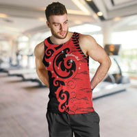 New Zealand Matariki Men Tank Top Maori New Year Koru Pattern LT22 Red - Polynesian Pride
