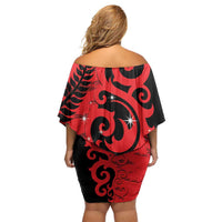 New Zealand Matariki Off Shoulder Short Dress Maori New Year Koru Pattern LT22 - Polynesian Pride