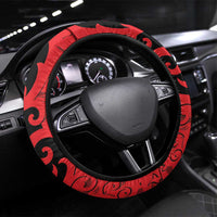 New Zealand Matariki Steering Wheel Cover Maori New Year Koru Pattern LT22 Universal Fit Red - Polynesian Pride