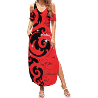 New Zealand Matariki Summer Maxi Dress Maori New Year Koru Pattern LT22 Women Red - Polynesian Pride